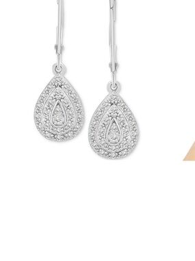 Diamond 1/4 CTTW Sterling Silver Teardrop Dangle Earrings